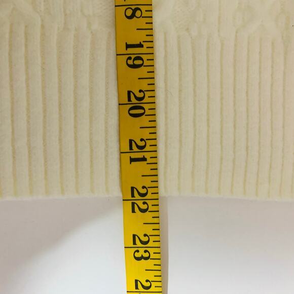 LOFT Sweater Vest Cable Knit Oversized V-Neck Whisper White Preppy Academia - Picture 14 of 14